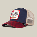 Goorin Bros 🐓 "THE COCK ROOSTER" Navy / Dark Red A-Frame Adjustable Trucker Snapback Cap