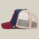 Goorin Bros 🐓 "THE COCK ROOSTER" Navy / Dark Red A-Frame Adjustable Trucker Snapback Cap