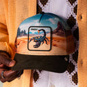 Goorin Bros 🦂 ☠️ "DEADLY SCORPION IN THE ELEMENT" A-Frame Adjustable Trucker Snapback Cap