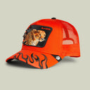 Goorin Bros 🔥 🐆 "BLAZING FLAMES CHEETAH" Blaze Red A-Frame Adjustable Trucker Snapback Cap