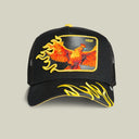 Goorin Bros 🔥 🐦‍🔥 "HEAT PHOENIX FLAMES" Black / Yellow / Orange A-Frame Adjustable Trucker Snapback Cap