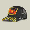 Goorin Bros 🔥 🐦‍🔥 "HEAT PHOENIX FLAMES" Black / Yellow / Orange A-Frame Adjustable Trucker Snapback Cap