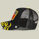 Goorin Bros 🔥 🐦‍🔥 "HEAT PHOENIX FLAMES" Black / Yellow / Orange A-Frame Adjustable Trucker Snapback Cap