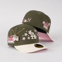 Shoe Club x New Era Exclusive Los Angeles Dodgers 🌸 🫒 🌵 "OLIVE SAKURA CACTI PARK TRAVIS CHERRY BLOSSOM" 59Fifty Fitted Hat + FREE CHAIN PIN
