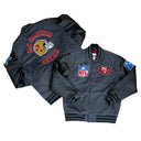 Mitchell & Ness San Francisco 49ers "BLACKOUT" Premium Heavyweight Wool / Faux Leather Bomber Jacket