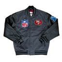 Mitchell & Ness San Francisco 49ers "BLACKOUT" Premium Heavyweight Wool / Faux Leather Bomber Jacket