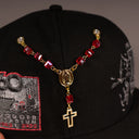 SHOE CLUB RUBY RED ROSARY STYLE "VIRGENCITA" VIRGIN MARY CHAIN PIN