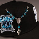 SHOE CLUB ICE BLUE ROSARY STYLE "VIRGENCITA" VIRGIN MARY CHAIN PIN