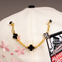 SHOE CLUB CLOVER BLACK GOLD CHAIN PIN