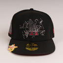 Shoe Club x New Era Exclusive Los Angeles Dodgers "ITACHI CROWS" Black Dark Red 59Fifty Fitted Hat + FREE BRIM CLIP