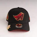 Shoe Club x New Era Exclusive Anaheim Angels "40TH BLACK RED GOLD" 9Forty A-Frame Snapback Hat + FREE BRIM CLIP
