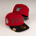 Shoe Club x New Era Exclusive Los Angeles Dodgers "RED SAMURAI JAPANESE KATAKANA LOGO" 59Fifty Fitted Hat + FREE BRIM CLIP