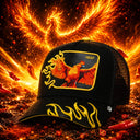 Goorin Bros 🔥 🐦‍🔥 "HEAT PHOENIX FLAMES" Black / Yellow / Orange A-Frame Adjustable Trucker Snapback Cap