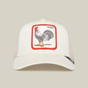 Goorin Bros 🐓 "THE COCK ROOSTER" White / Red A-Frame Adjustable Trucker Snapback Cap